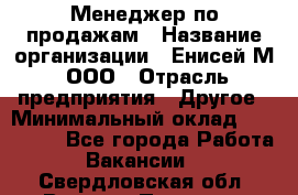 Менеджер по продажам › Название организации ­ Енисей-М, ООО › Отрасль предприятия ­ Другое › Минимальный оклад ­ 100 000 - Все города Работа » Вакансии   . Свердловская обл.,Верхняя Пышма г.